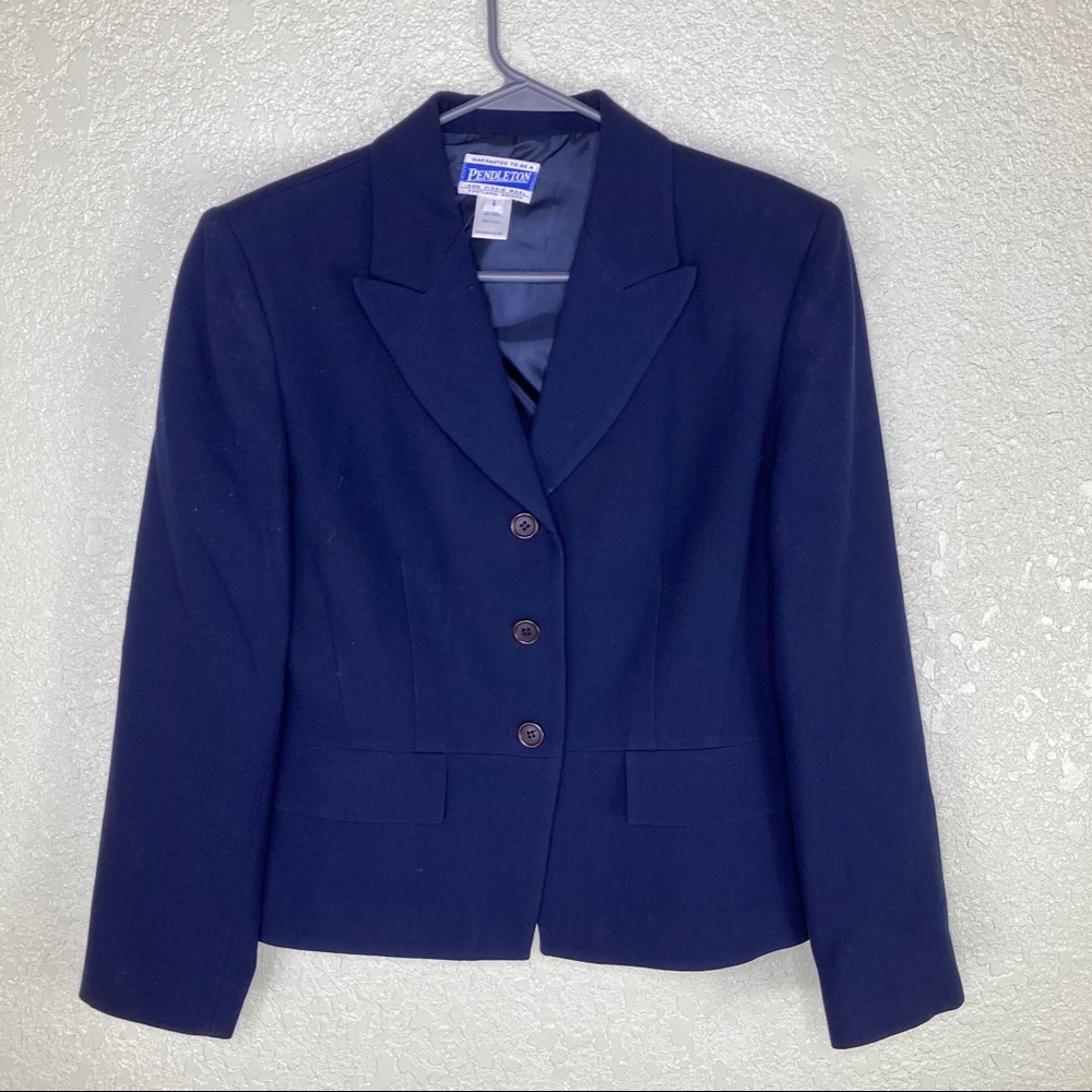 Pendleton Solid Blue Blazer Size 6 - image 1